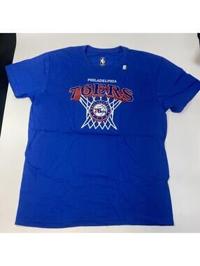 Philadelphia 76ers T Shirt Mens Large Blue NBA Logo Graphic 100% Cotton Tee